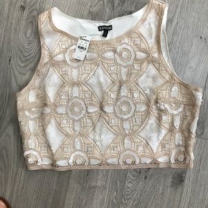 Express Rose Gold Metallic Crop Top